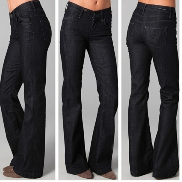 CITIZEN OF HUMANITY MID RISE HUTTON WIDE LEG FLARE DARK WASH SIZE 28 - Picture 2 of 14